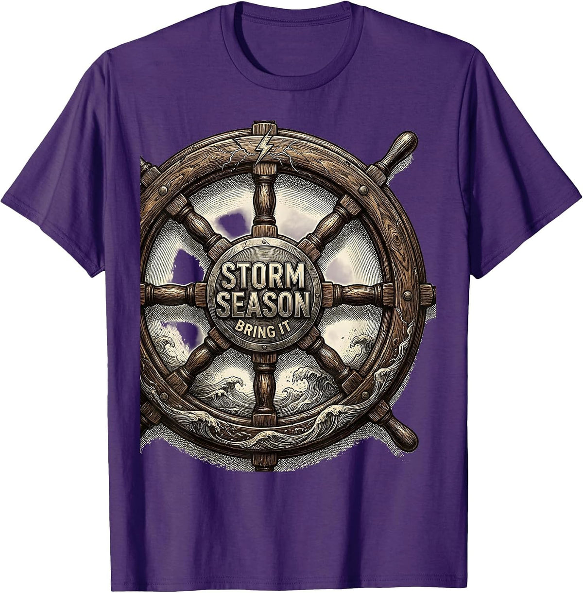 Men's Stronger Than The Storm Season Bring It Design T-Shirt - Purple