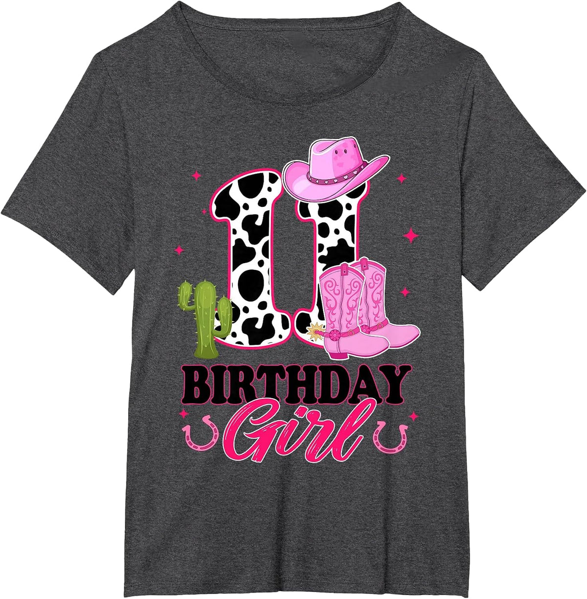 11th Birthday Girl Rodeo Western 11 Year Old Cowgirl T-Shirt - Dark Heather Grey