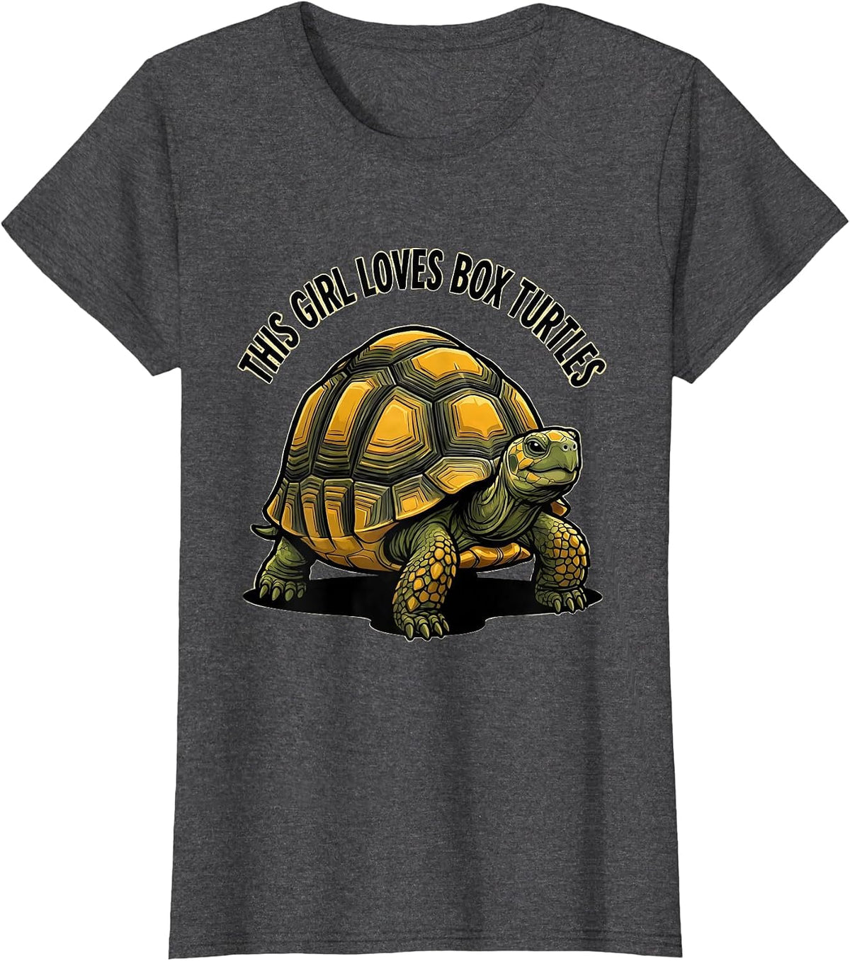 Women's This Girl Loves Box Turtles Cartoon Turtle Lover Gift T-Shirt - Dark Heather Grey