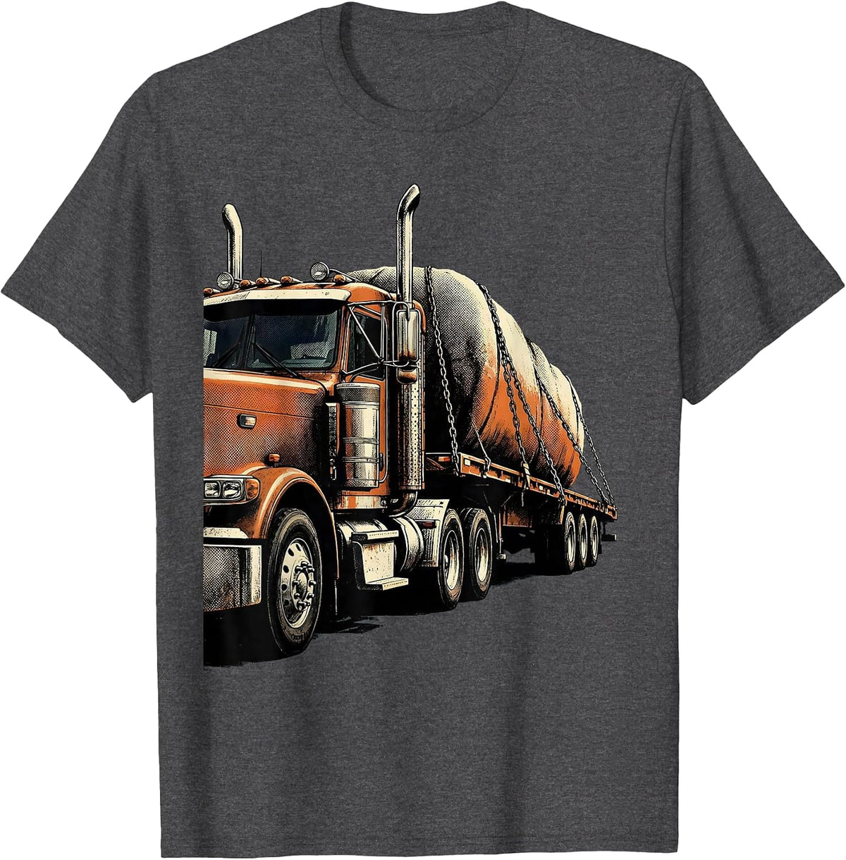 Men's Semi Tractor Flatbed Trucker Humor Gift T-Shirt - Dark Heather Grey