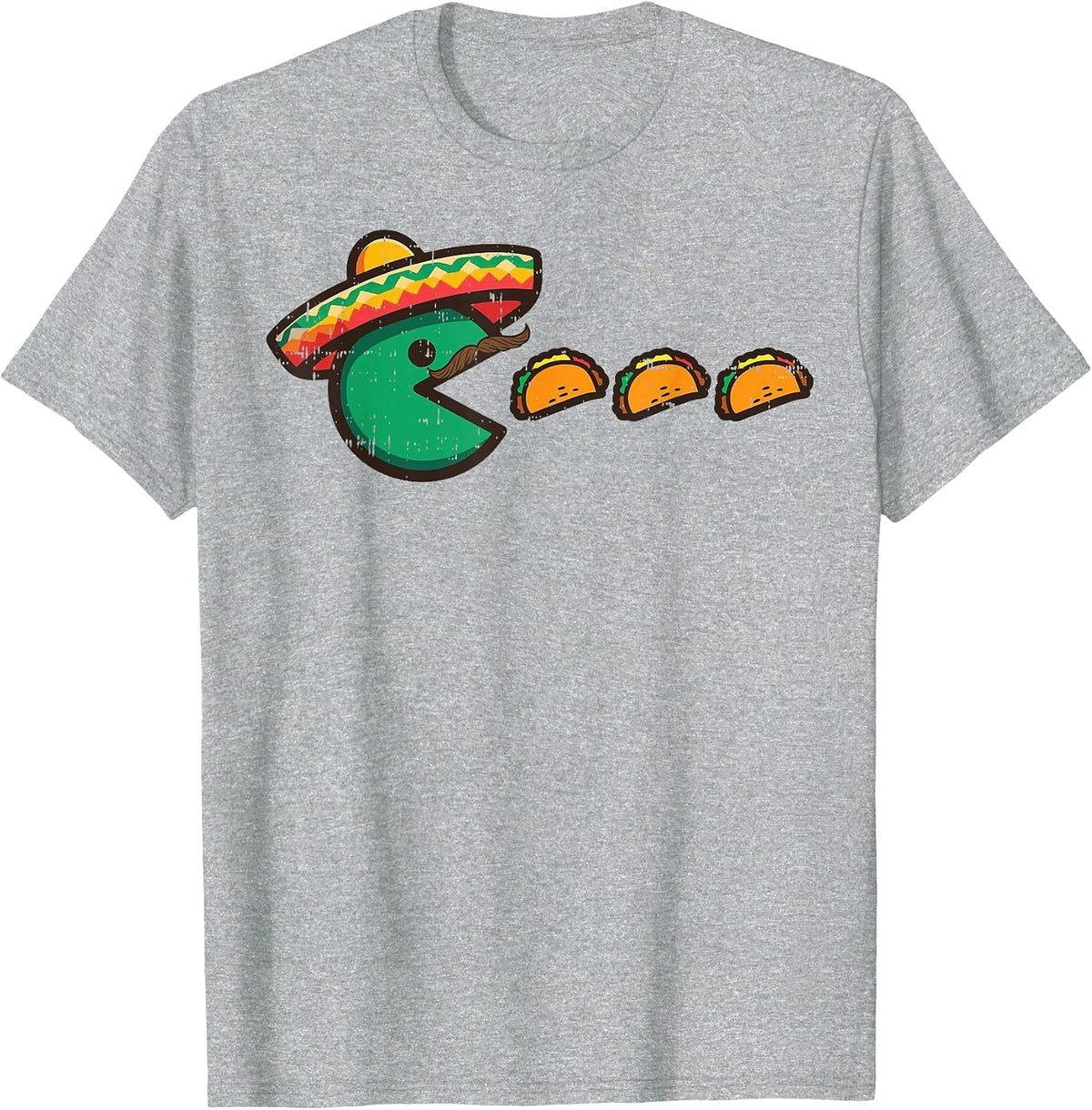 Mexican Gamer Eating Tacos Cinco De Mayo Men Boys Kids Teens T-Shirt - Heather Grey