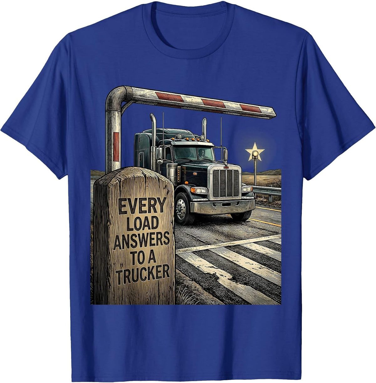 Men's Every Load Answers To A Trucker Patriotic American Flag Semi T-Shirt - Royal Blue