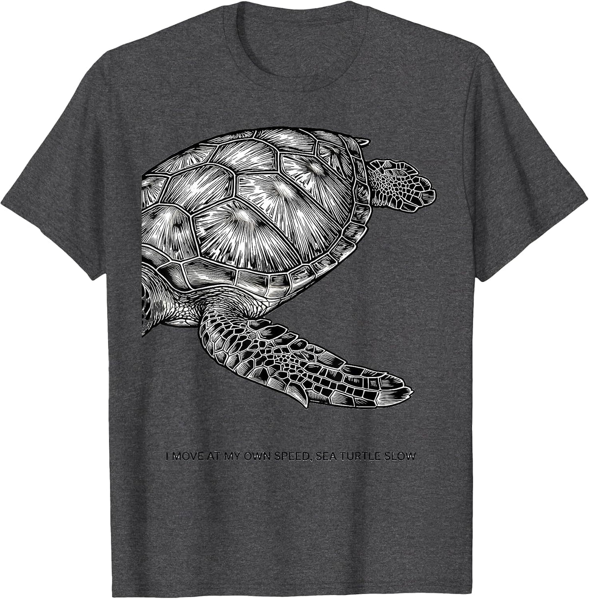 I Move At My Own Speed, Sea Turtle Slow Funny T-Shirt - Dark Heather Grey