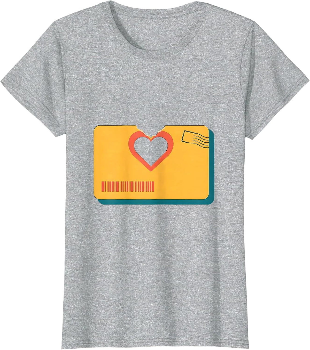 Library Card Heart Bookworm Reader Gift T-Shirt - Heather Grey