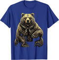 Patriotic Grizzly Bear Stars and Stripes Bandana T-Shirt - Royal Blue