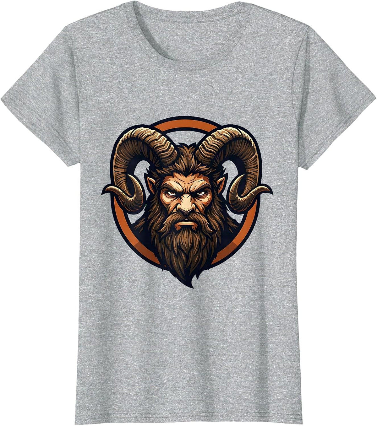 Bearded Mountain Goat Horns Fierce Wild Spirit T-Shirt - Heather Grey