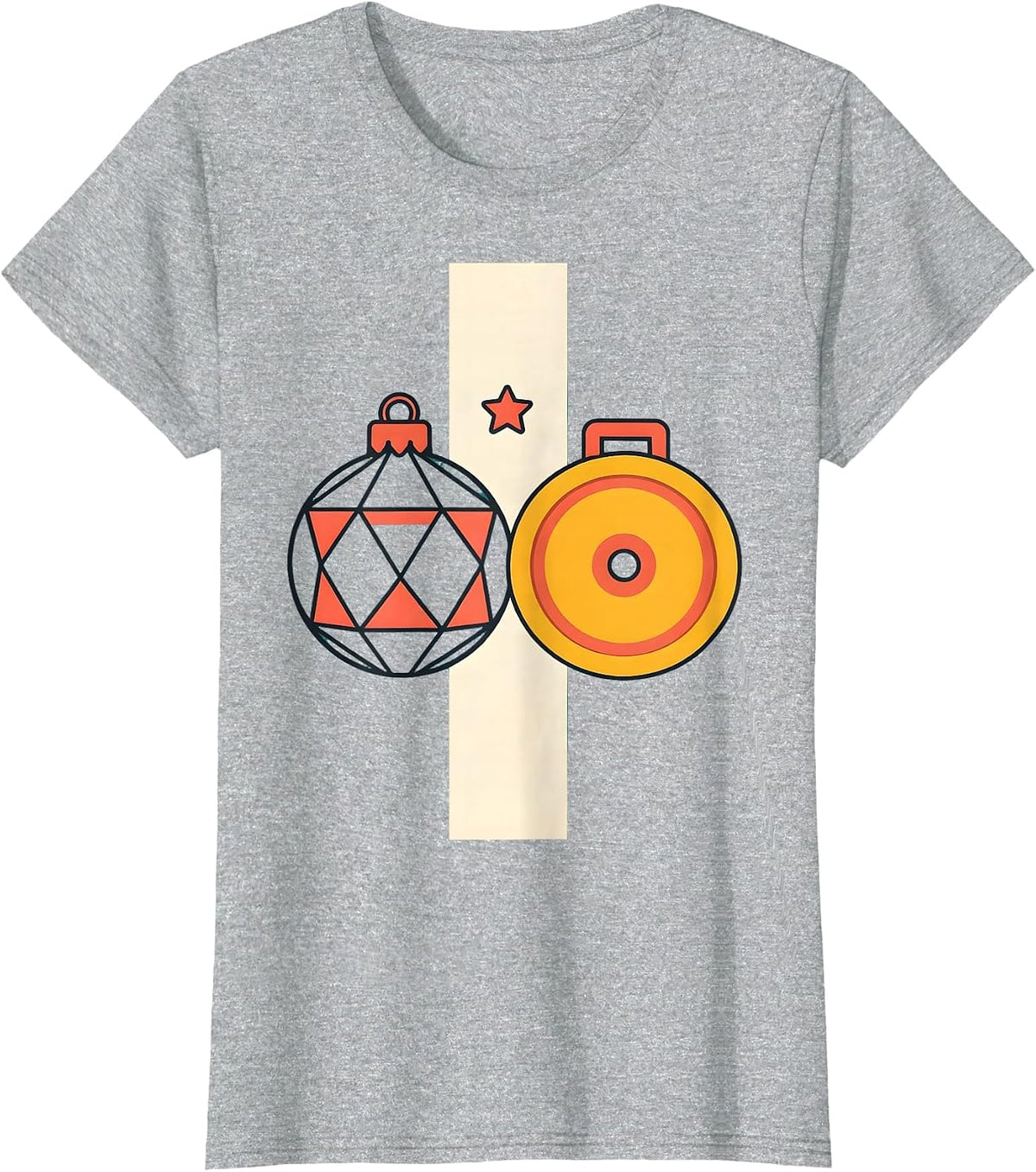 Women's Christmas Bauble Weight Plate Gym Humor Workout Gift T-Shirt - Heather Grey