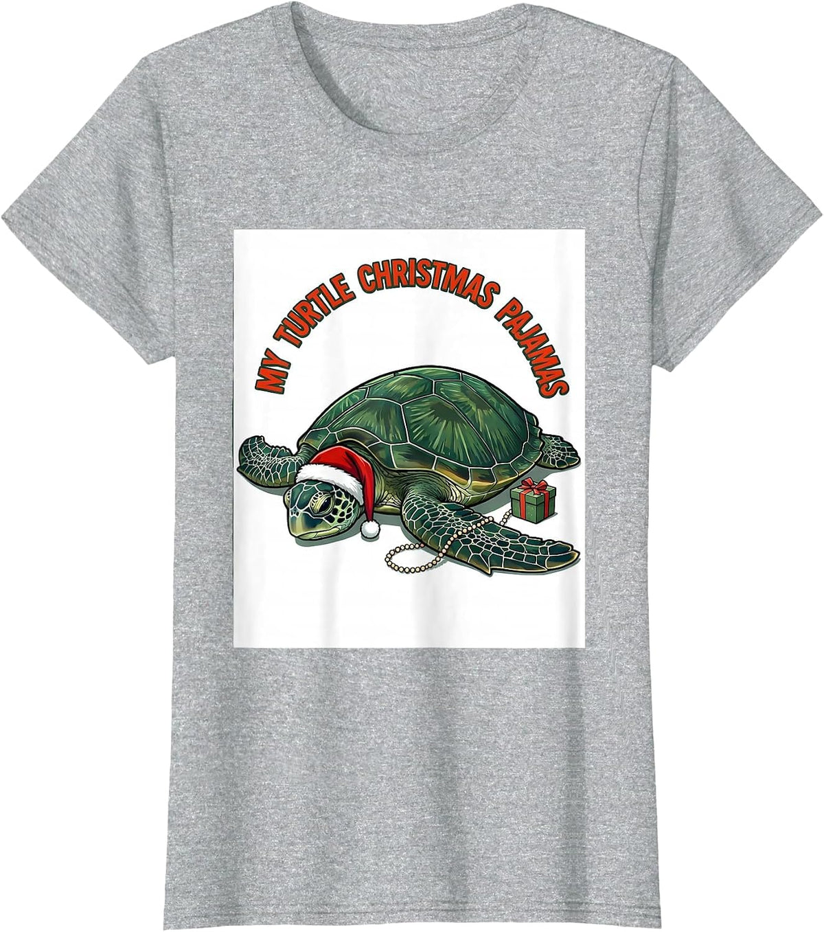 My Turtle Christmas Pajamas Whimsical Holiday Sea Turtle T-Shirt - Heather Grey