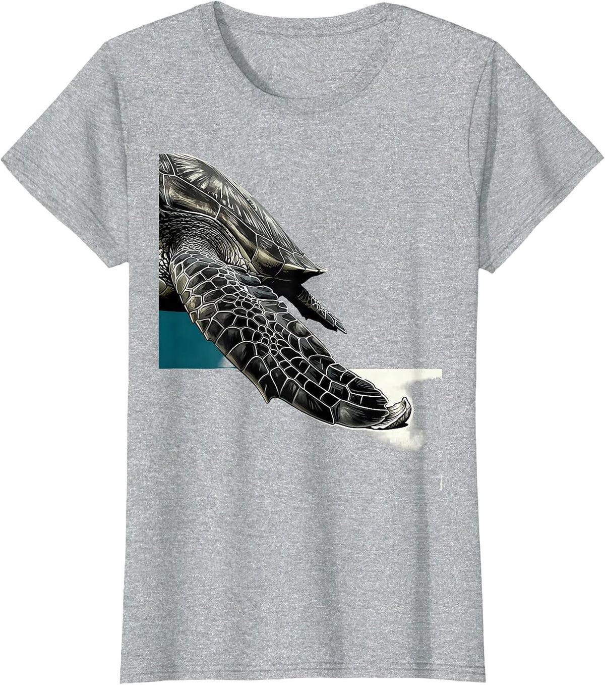 Paddle Flipper Sea Turtle Ocean Animal Lover Artwork T-Shirt - Heather Grey