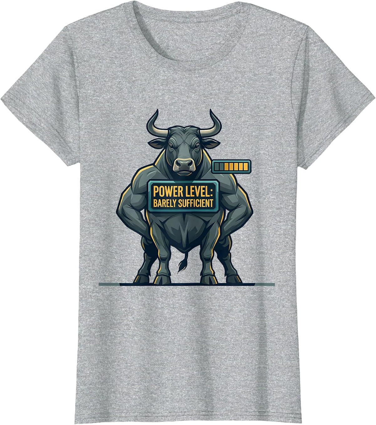 Power Level: Barely Sufficient Funny Gym Weightlifting T-Shirt - Heather Grey