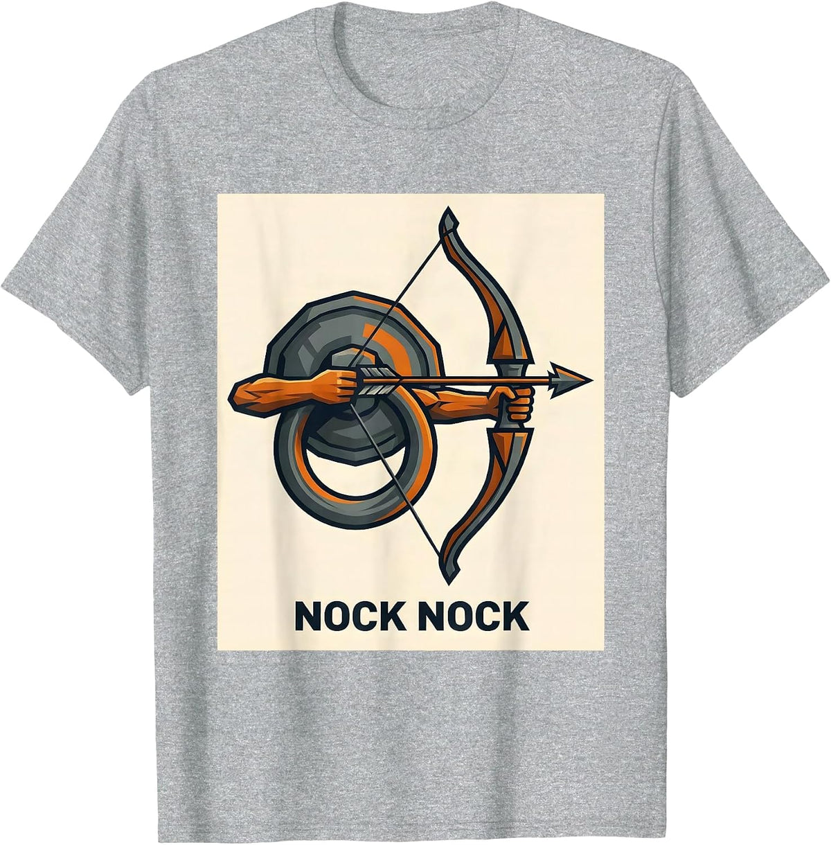 Men's Nock Nock Funny Deer Hunting Archery Hunter Dad Gift T-Shirt - Heather Grey