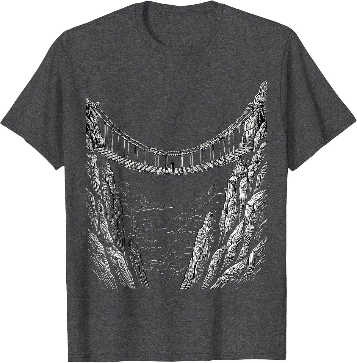 Men's School Counselor Rope Bridge Mountain Graphic T-Shirt - Dark Heather Grey