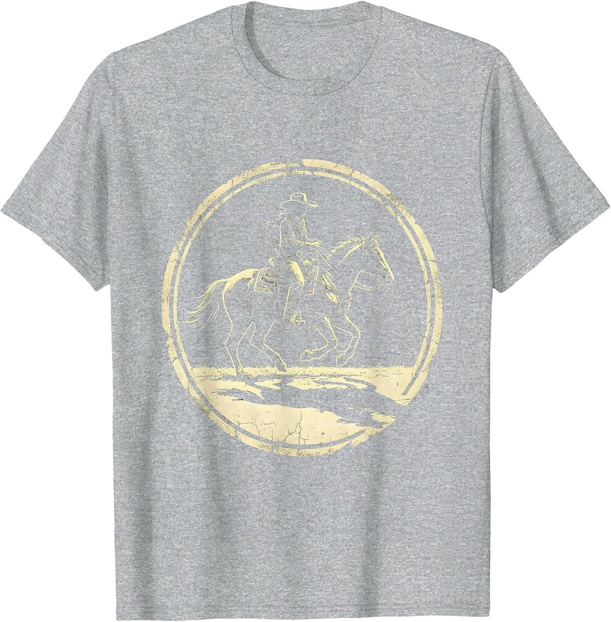 Men's Cowgirl Shadow Rodeo Graphic Design T-Shirt - Heather Grey