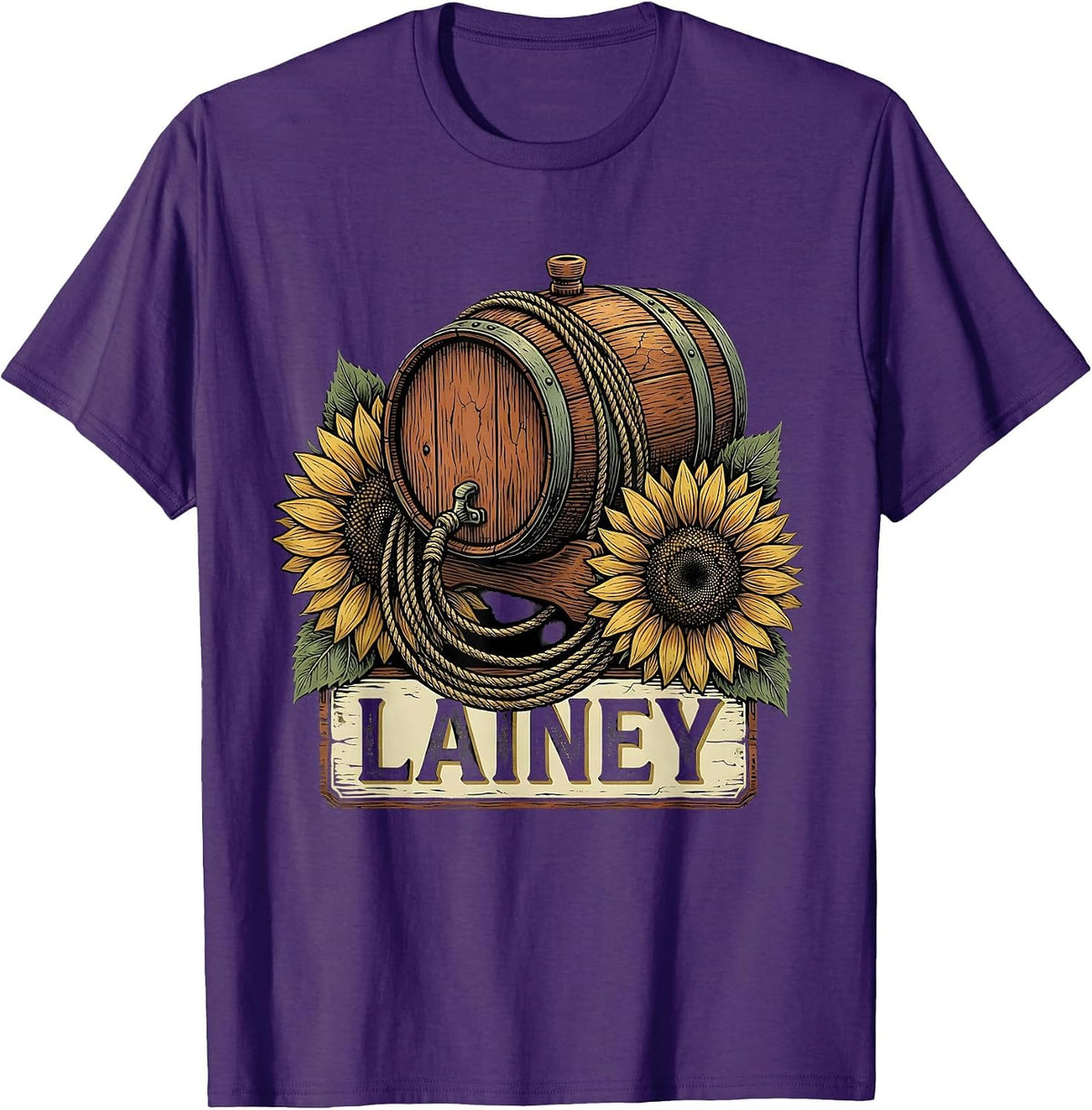 Lainey Boho Folk Floral Western Cowgirl Personalized Name T-Shirt - Purple