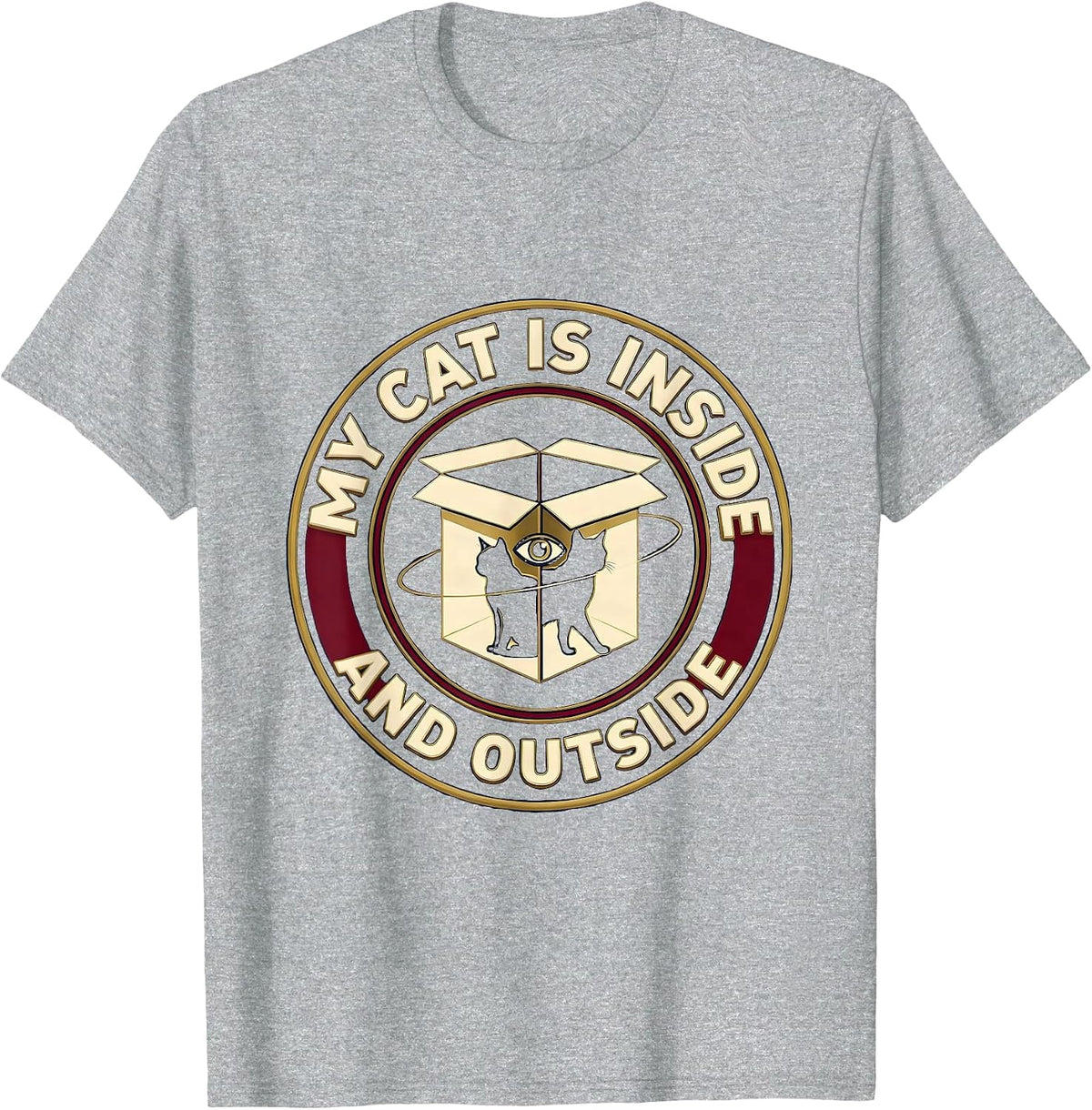 Men's My Cat Is Inside And Outside Funny Quantum Physics Cat Lover T-Shirt - Heather Grey