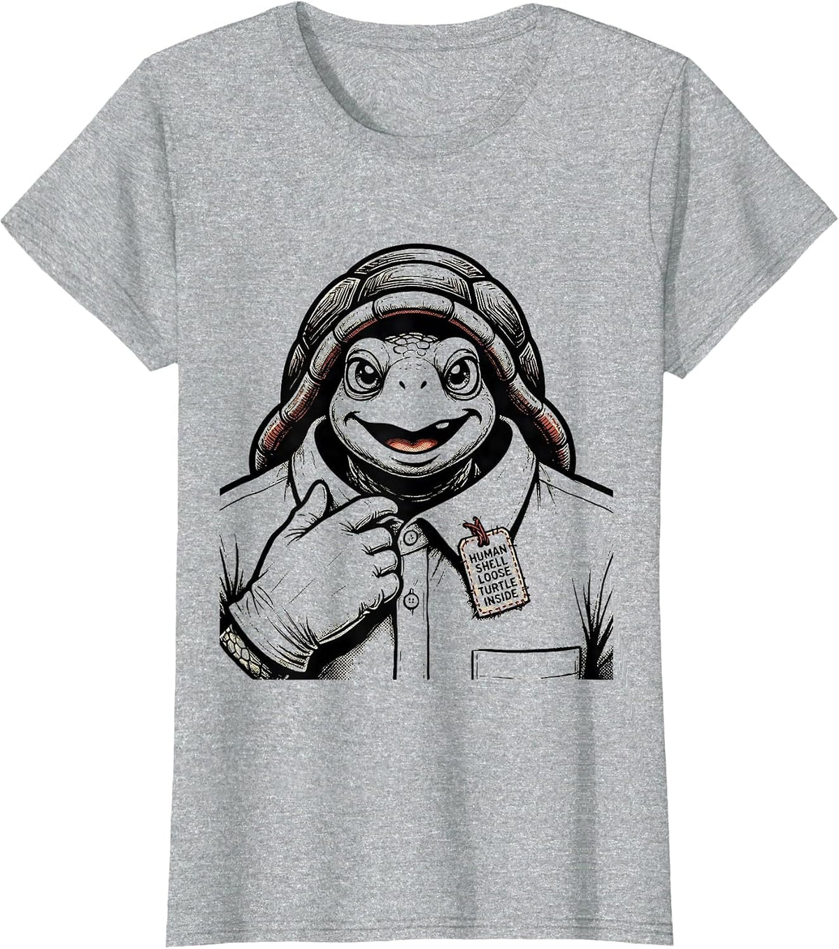 Human Shell Loose Turtle Inside Retro Cartoon Halloween T-Shirt - Heather Grey