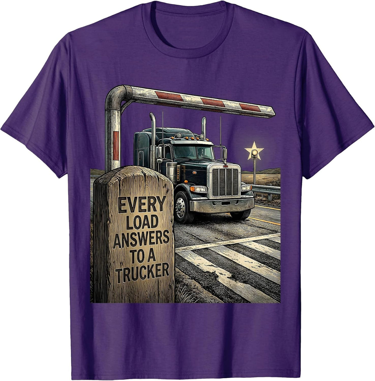 Men's Every Load Answers To A Trucker Patriotic American Flag Semi T-Shirt - Purple