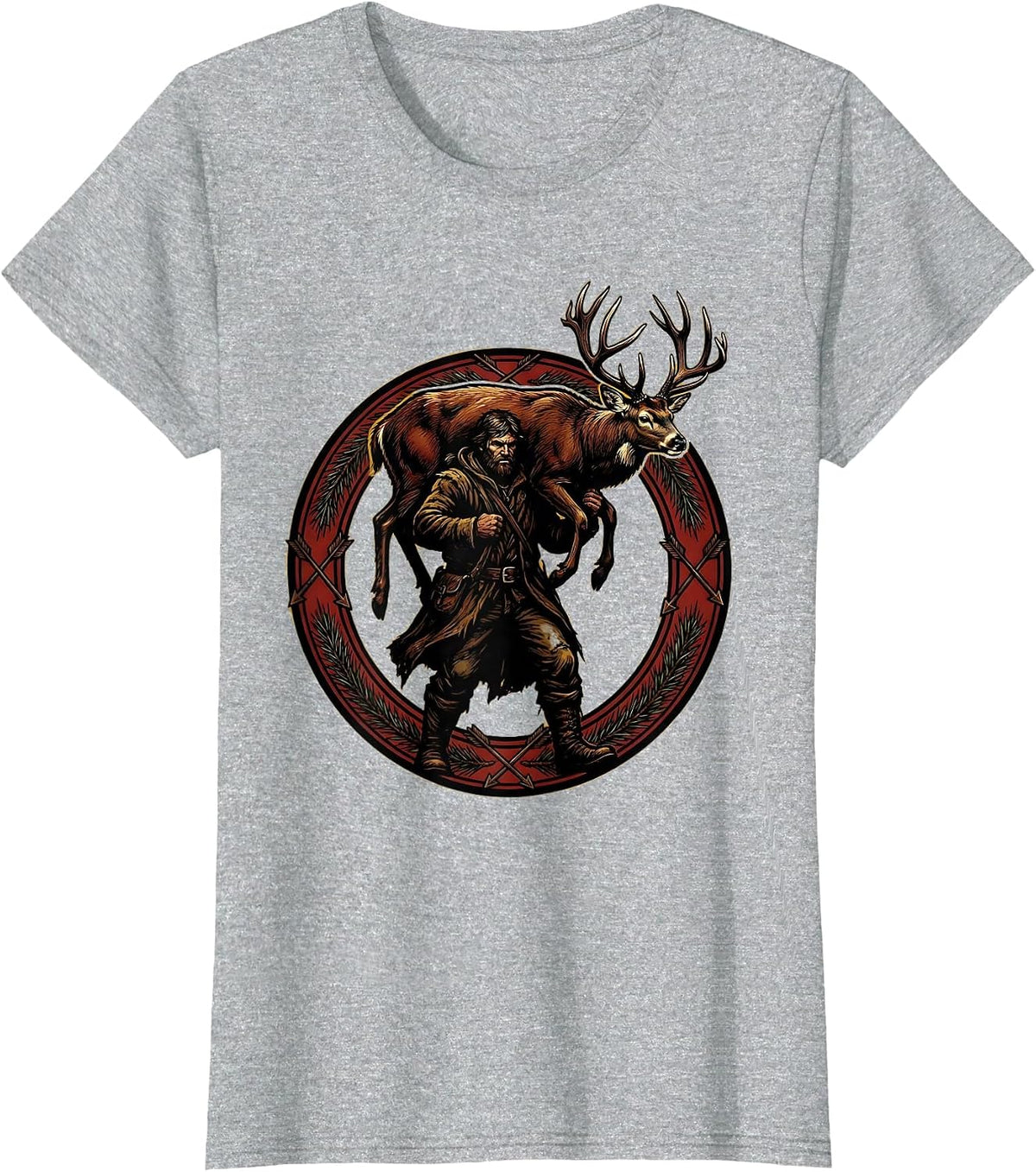Deer Carrier Hunting Wilderness Graphic T-Shirt - Heather Grey