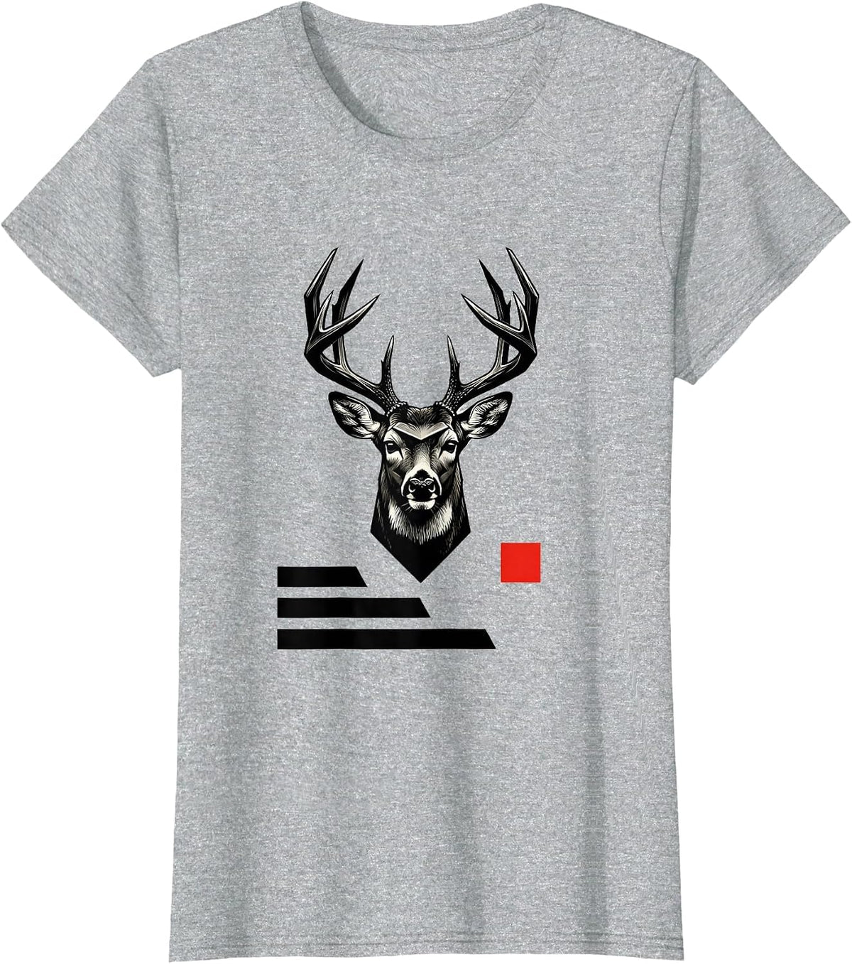 Women's Geometric Whitetail Crown Deer Hunting Dad Humor T-Shirt - Heather Grey