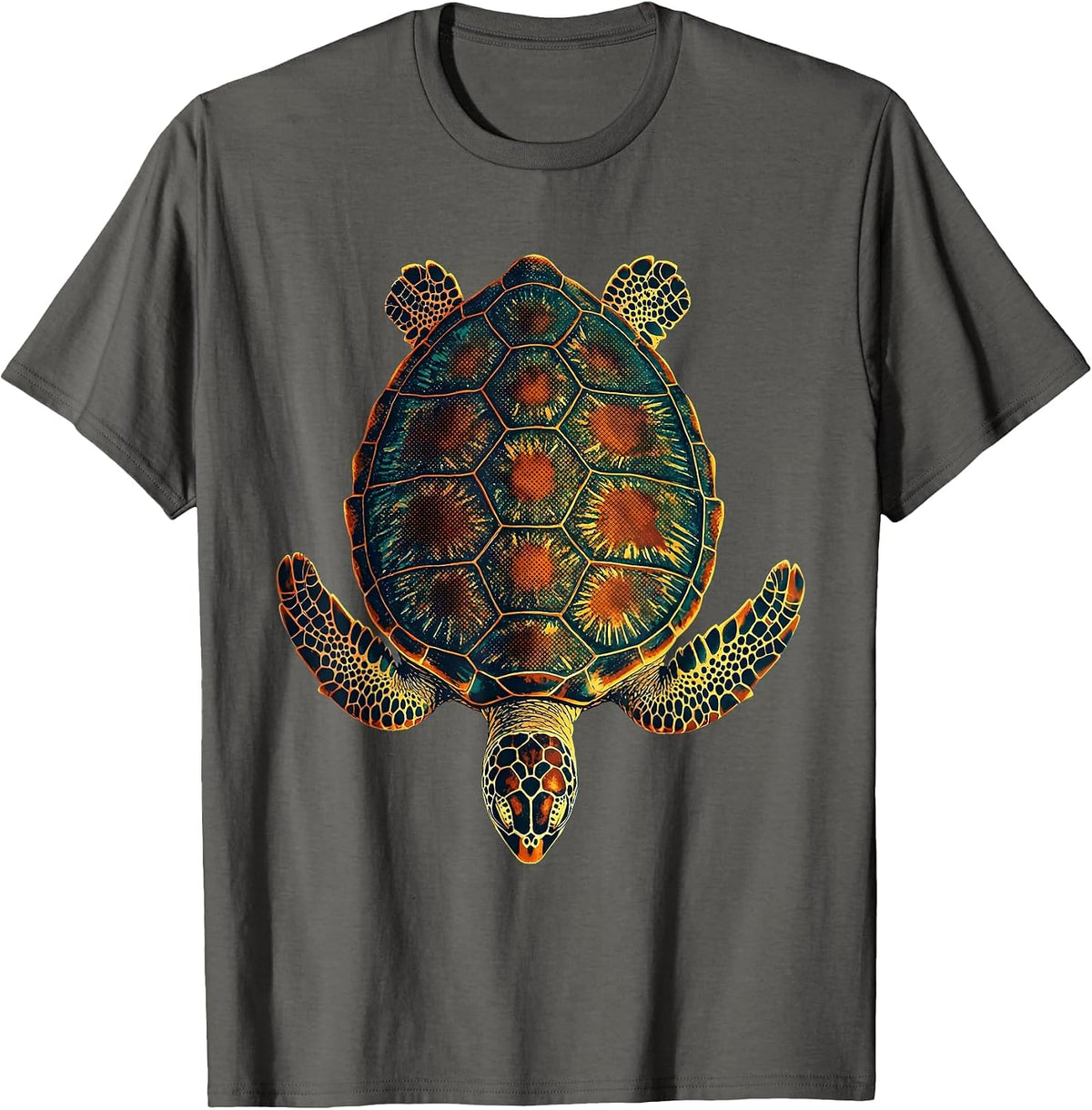 Polka Dot Sea Turtle Shell Graphic Tee T-Shirt - Asphalt Grey