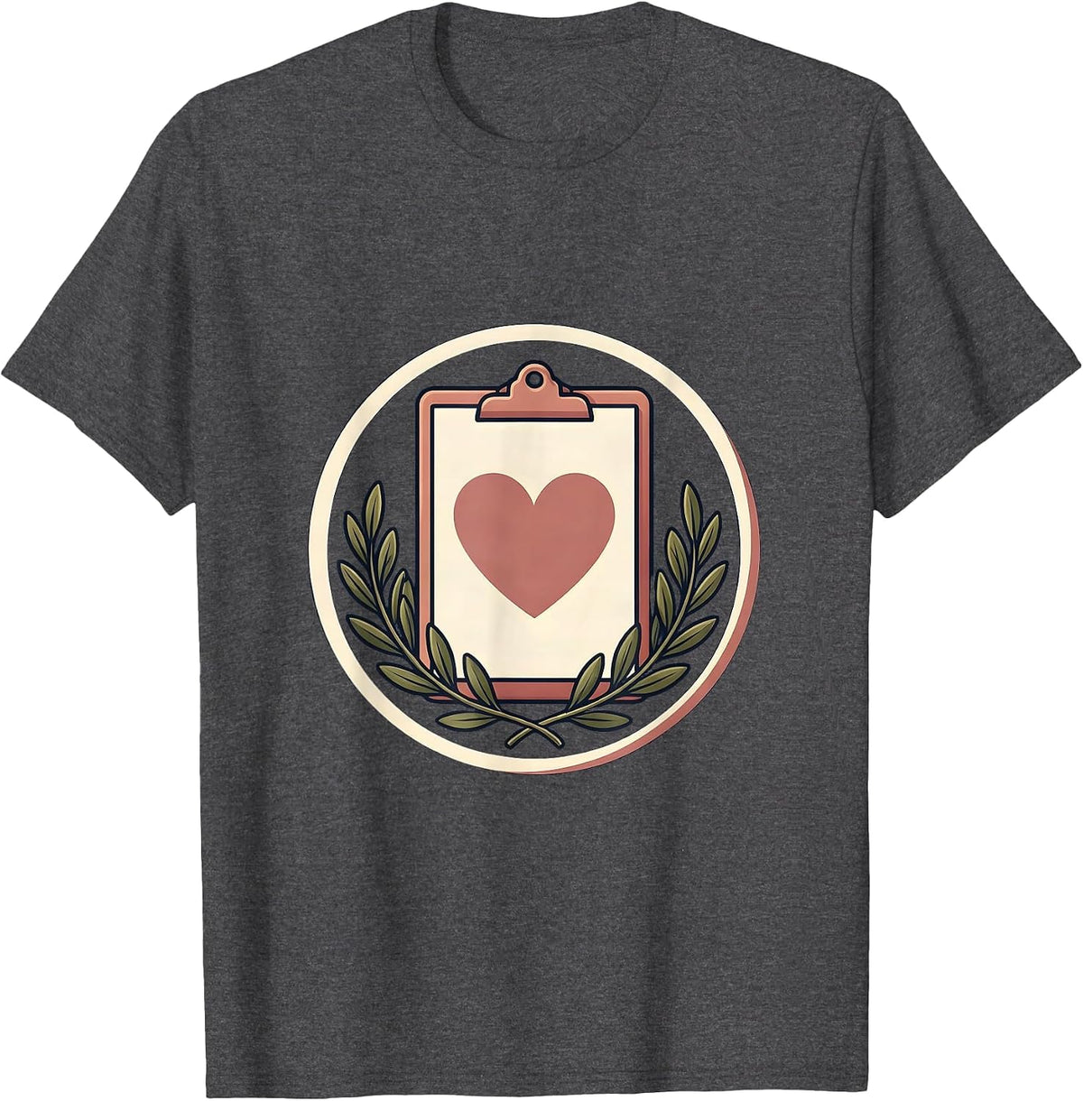 Men's School Counselor Clipboard Heart Illustration T-Shirt - Dark Heather Grey