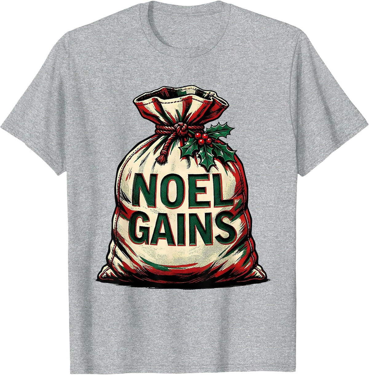 Men's Noel Gains Funny Christmas Gym Bodybuilding Weightlifting T-Shirt - Heather Grey