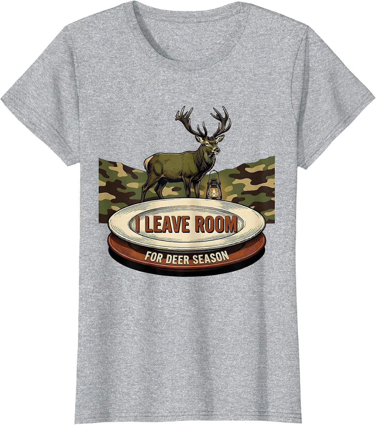 I Leave Room For Deer Season Vintage Hunting Dad Humor T-Shirt - Heather Grey