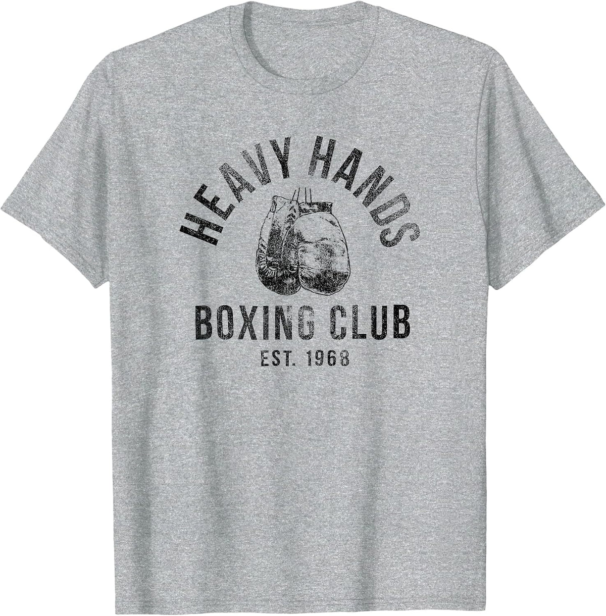 Trendy Heavy Hands Boxing Club Logo T-Shirt - Heather Grey