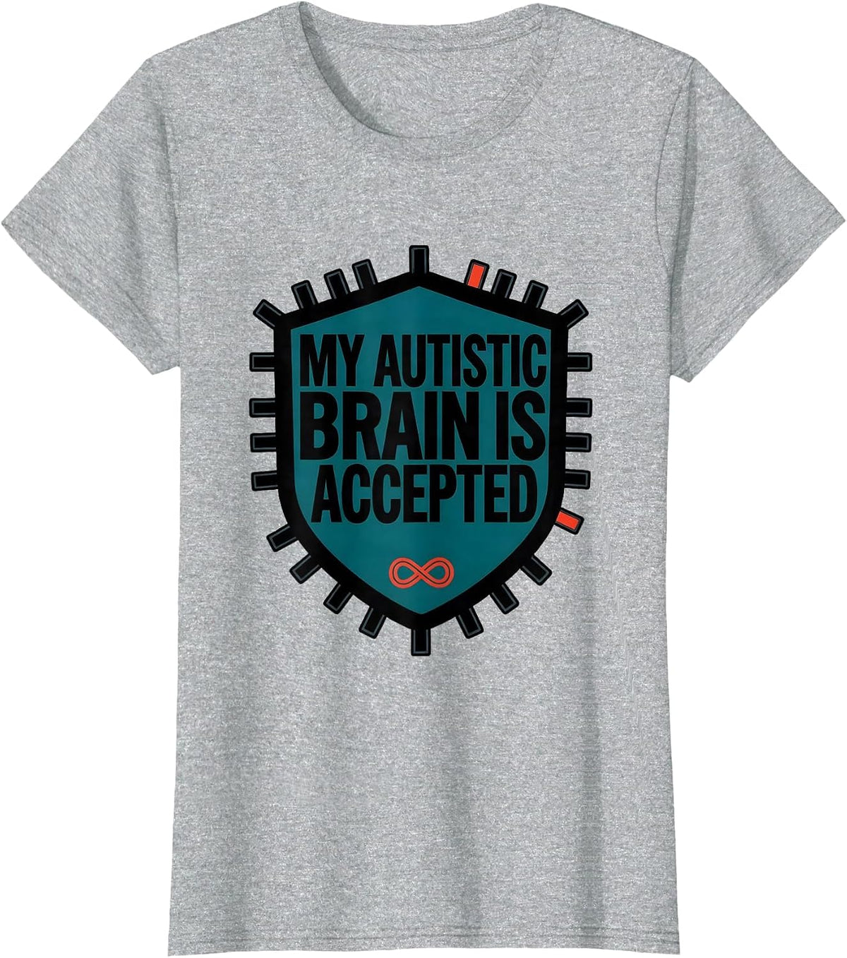 Women's My Autistic Brain Is Accepted Neurodiversity Acceptance T-Shirt - Heather Grey