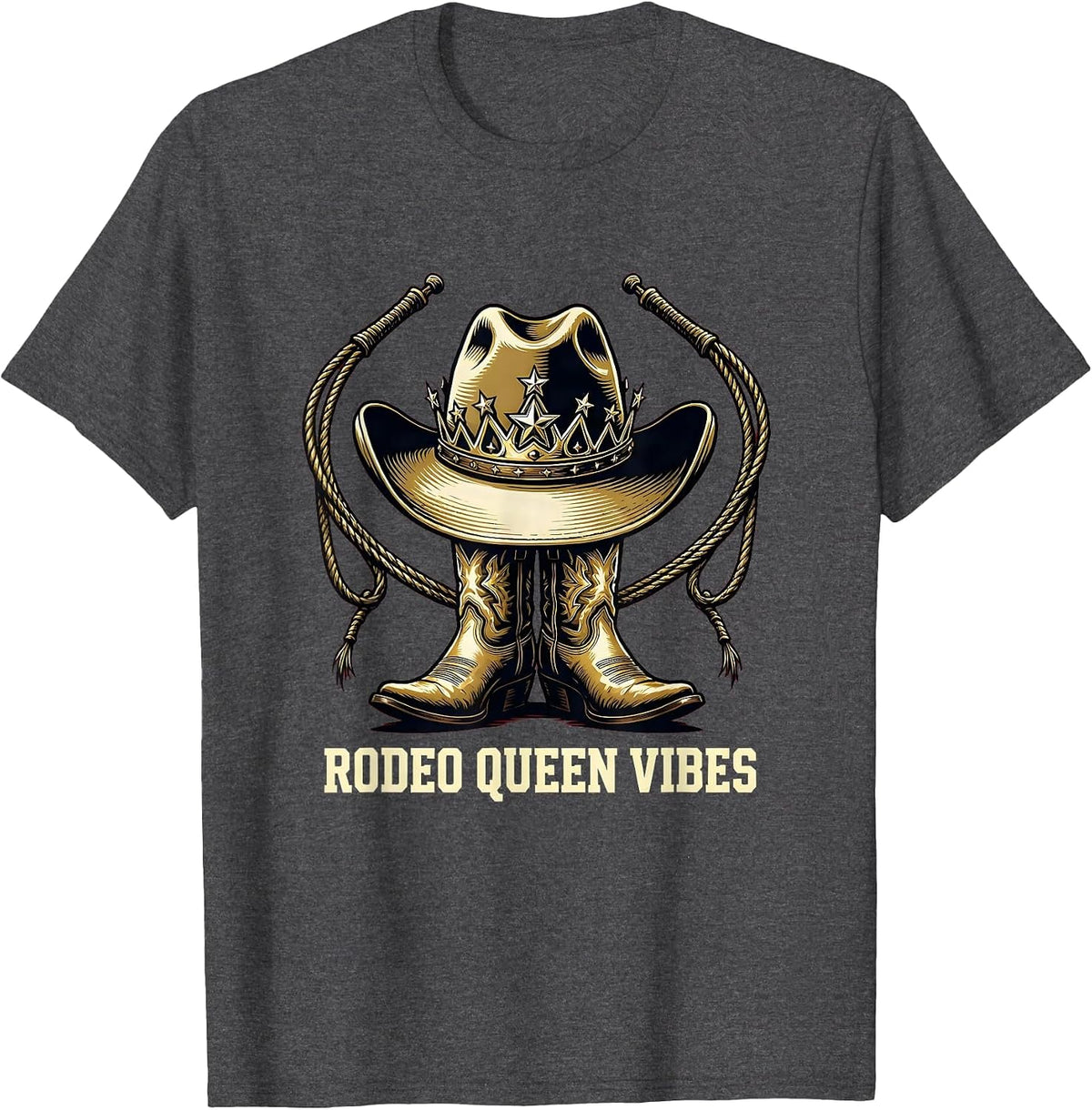 Men's Rodeo Queen Vibes Western Cowgirl Design T-Shirt - Dark Heather Grey