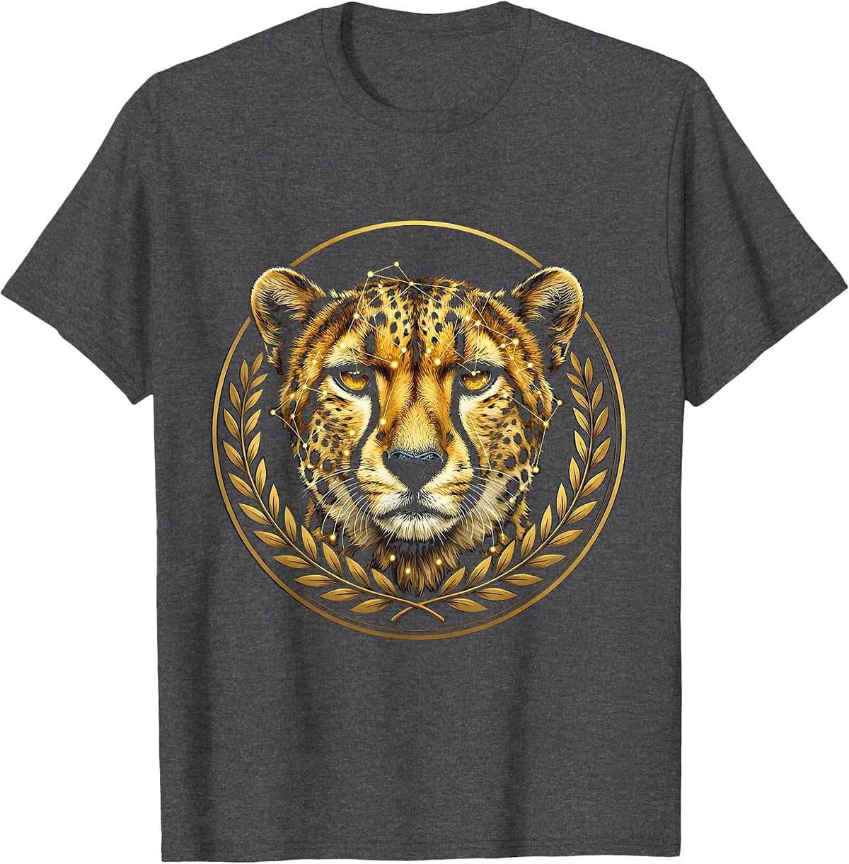 Men's Cheetah Spot Constellation Star Map Graphic T-Shirt - Dark Heather Grey
