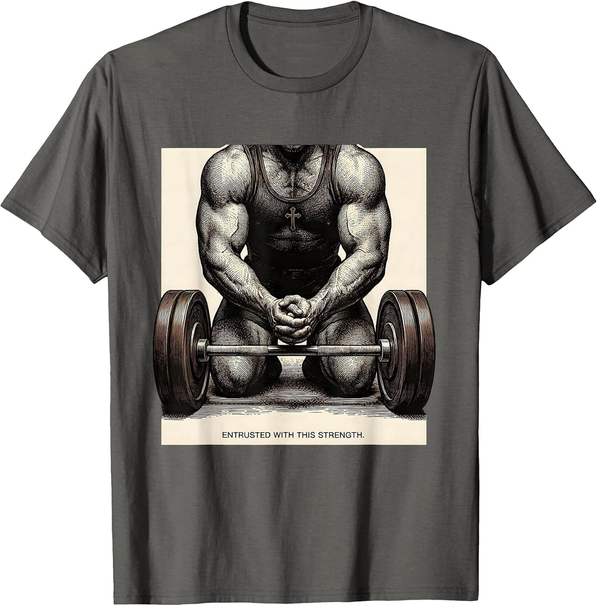 Entrusted With This Strength Christian Gym Faith Fitness T-Shirt - Asphalt Grey