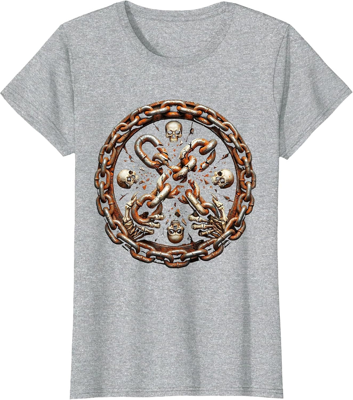 Broken Chain Grunge Graphic Design T-Shirt - Heather Grey