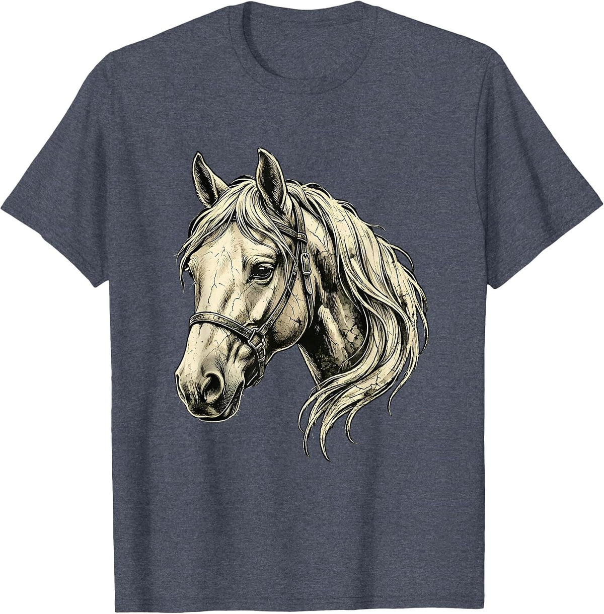 Horse Head Boho Western Cowgirl Equestrian T-Shirt - Heather Blue