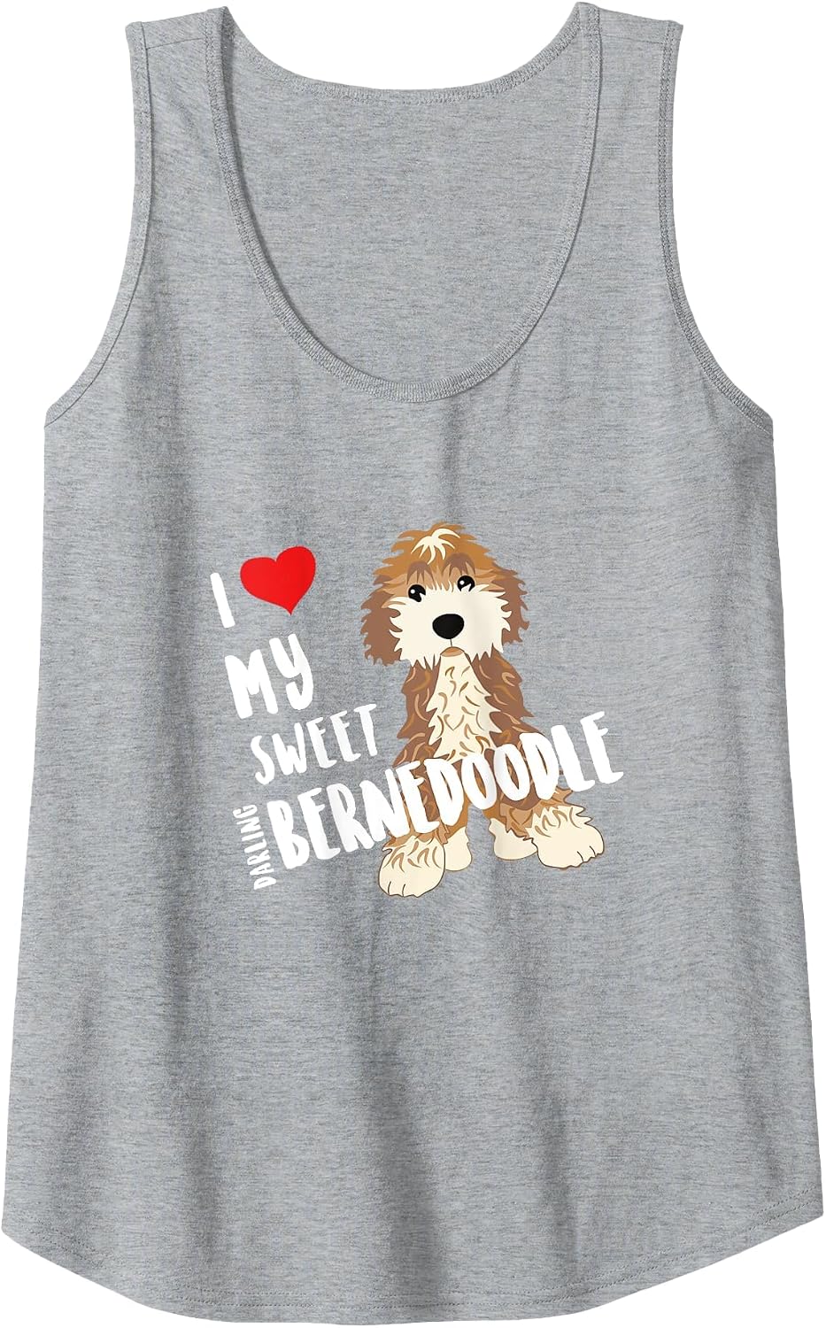 I Love My Sweet Darling Bernedoodle Dog Funny Cute Heart Tank Top - Heather Grey