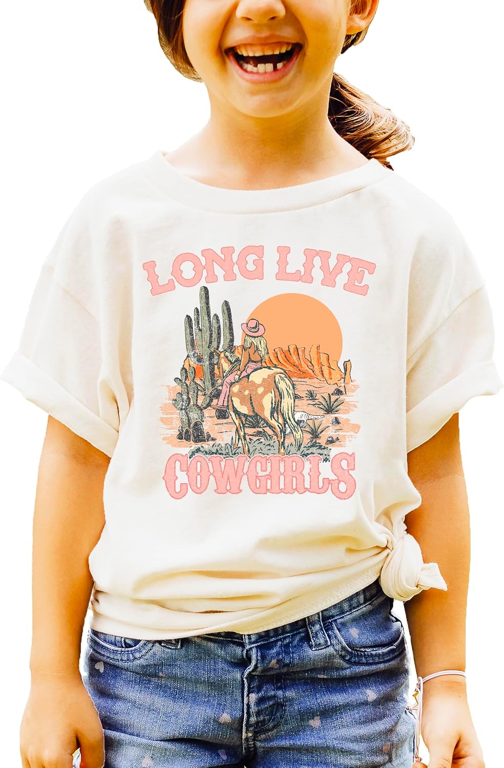 Long Live Western Shirt for Women Teens and Girls Western Style Desert Cowgirl Tee - Natural Shirt