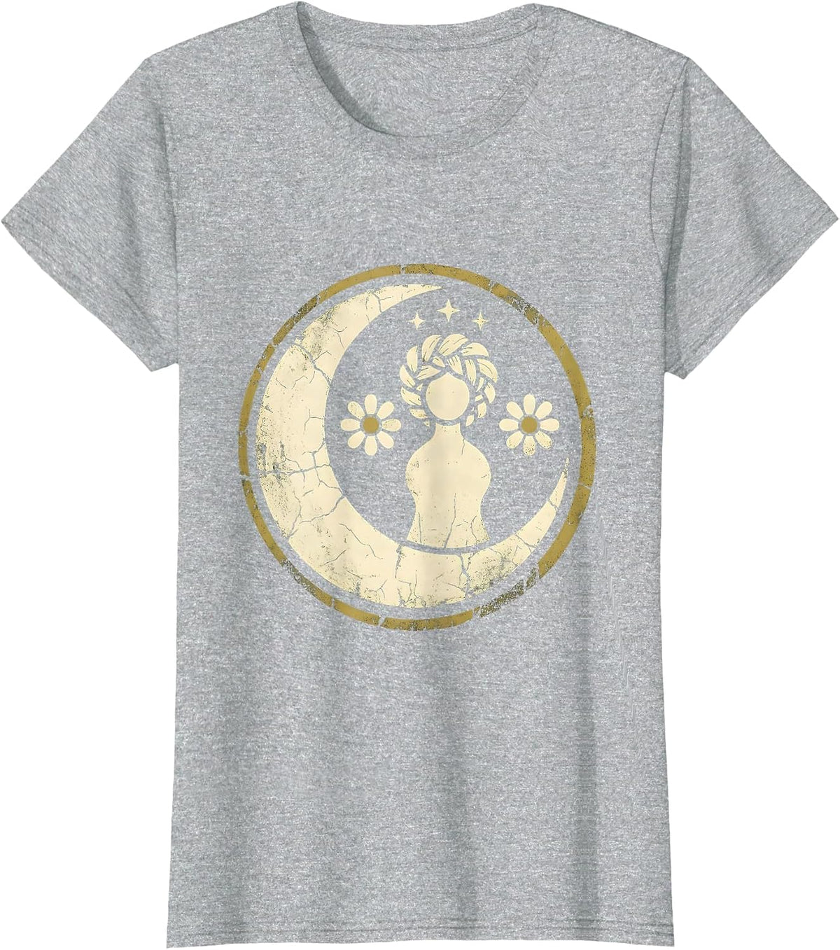 Women's Star Women Celestial Braided Hair Graphic T-Shirt - Heather Grey
