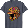 Wildflower Cowgirl Hat Western Boho Illustration T-Shirt - Heather Blue