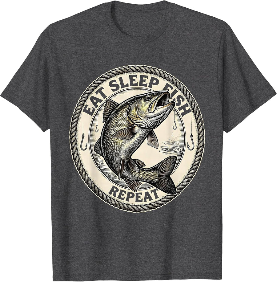 Men's Fish Around and Find Trout Fishing Design T-Shirt - Dark Heather Grey