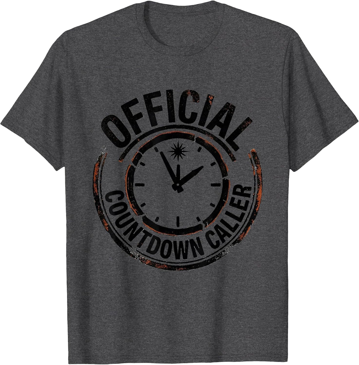Official Countdown Caller Rubber Stamp New Years Eve Party T-Shirt - Dark Heather Grey