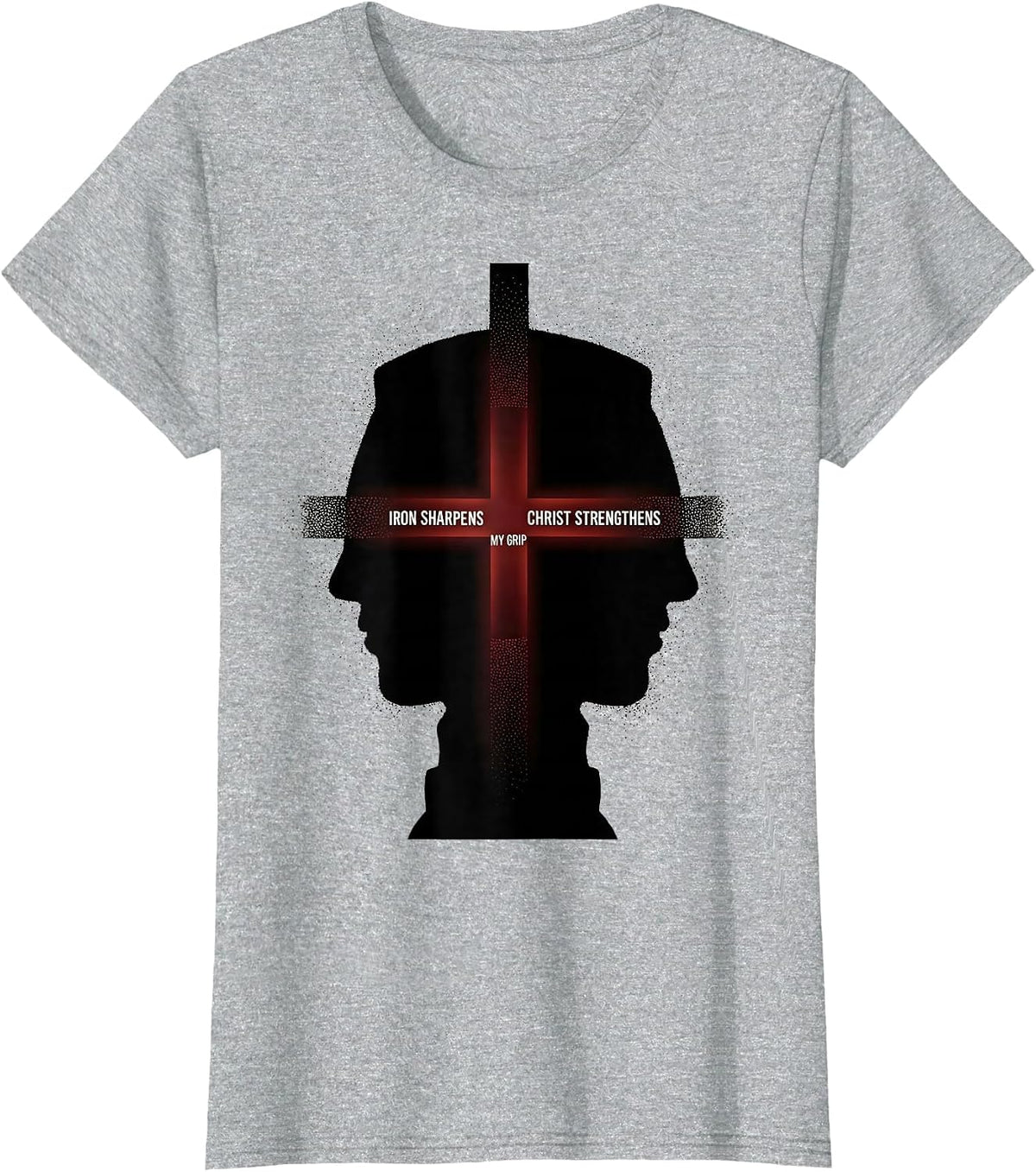 Women's Iron Sharpens, Christ Strengthens My Grip Christian Gym T-Shirt - Heather Grey
