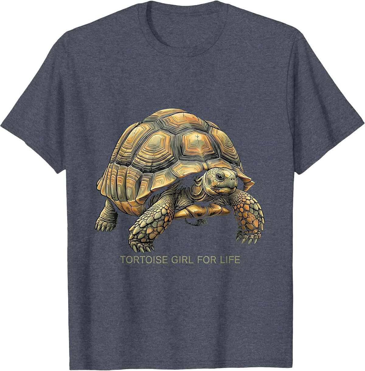 Tortoise Girl For Life Boho Summer Casual Animal Lover T-Shirt - Heather Blue
