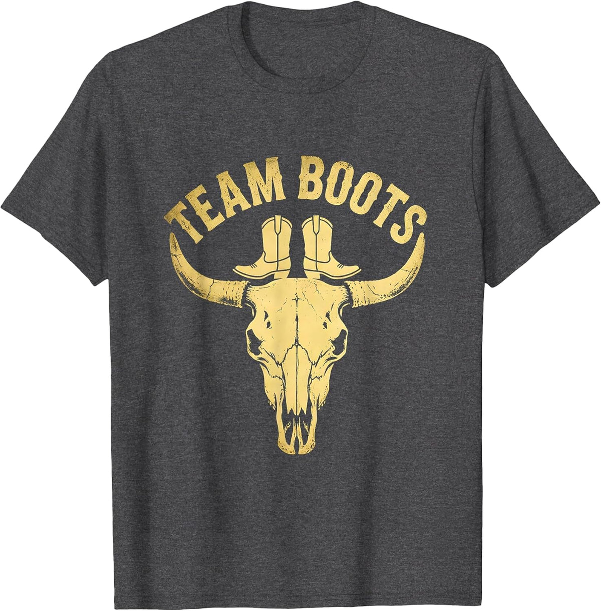 Team Boots Boho Western Gender Reveal Family Tribute T-Shirt - Dark Heather Grey