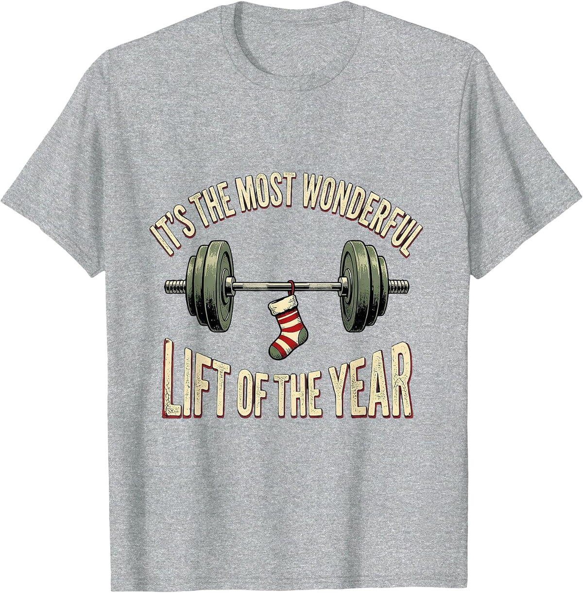 Men's It's the Most Wonderful Lift of the Year Funny Gym Christmas T-Shirt - Heather Grey
