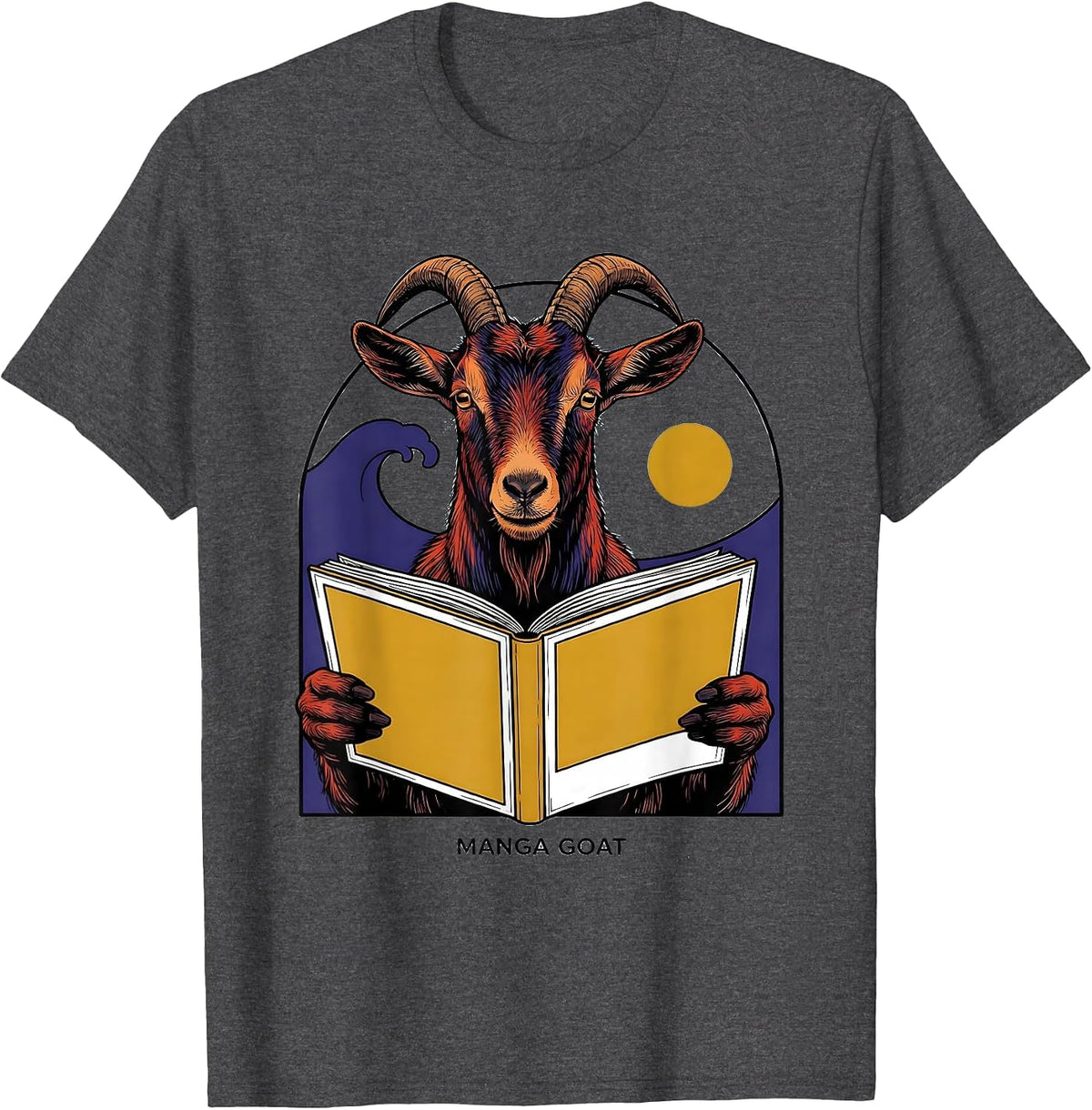 Manga Goat Kawaii Anime Animal Lover Retro Japanese Pop T-Shirt - Dark Heather Grey