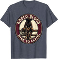 Rodeo Blood Mine To Claim Western Cowgirl Black Pride Emblem T-Shirt - Heather Blue