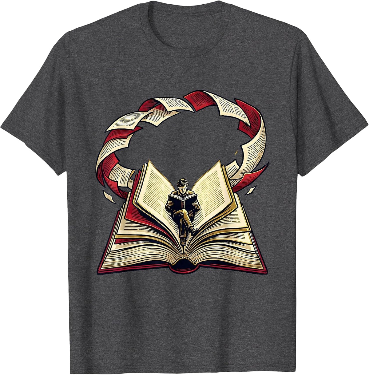 Book Stage Reader Bookworm Book Lover Humor T-Shirt - Dark Heather Grey