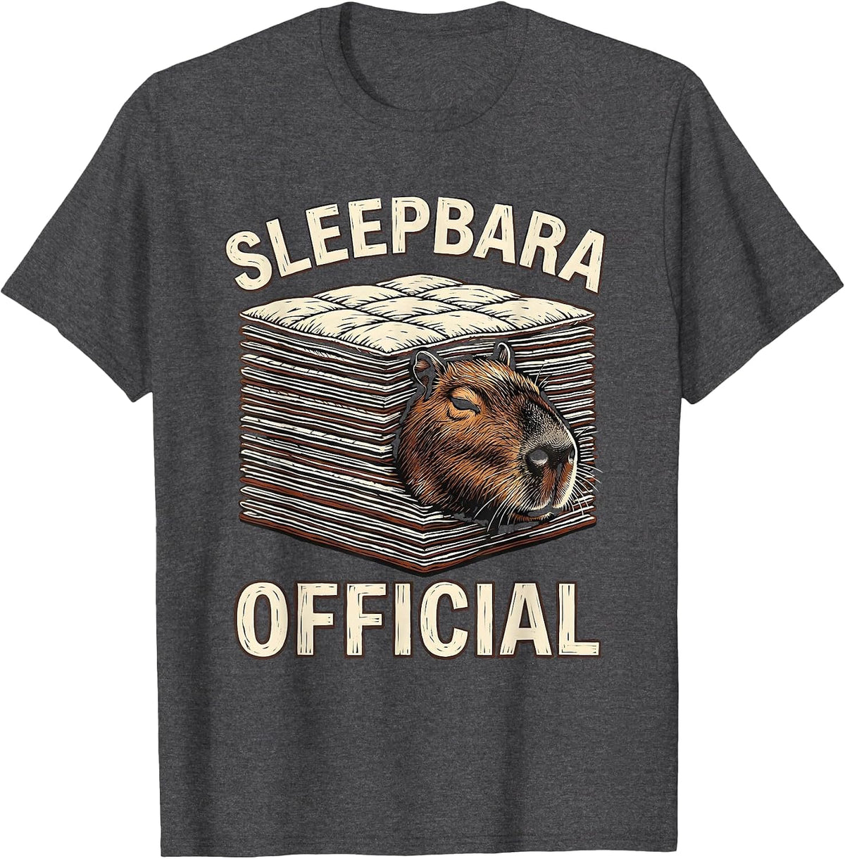 Men's Sleepbara Official Cute Capybara Pajama Kids Sleepwear Humor T-Shirt - Dark Heather Grey