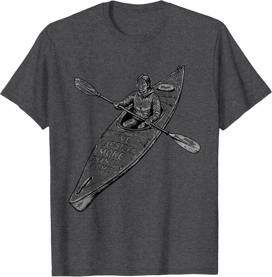 Men's I've Capsized More Than I'll Admit Funny Kayak Kayaker Humor T-Shirt - Dark Heather Grey