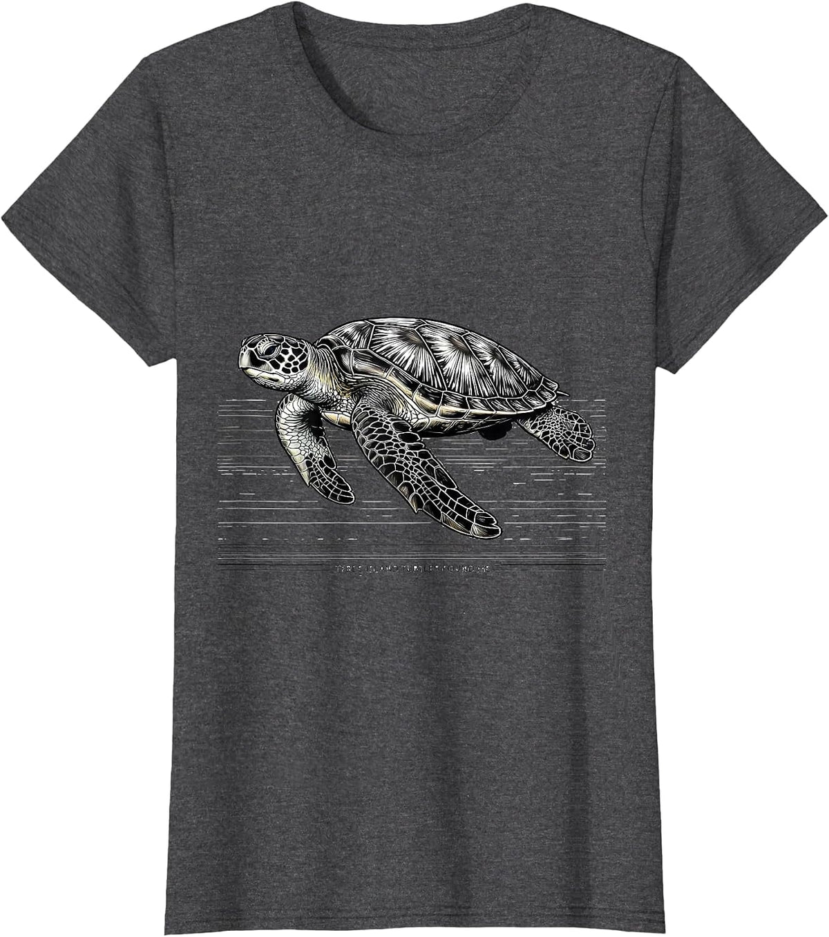Women's Tybee Island Turtles Found Me Line Art Sea Turtle Lover T-Shirt - Dark Heather Grey